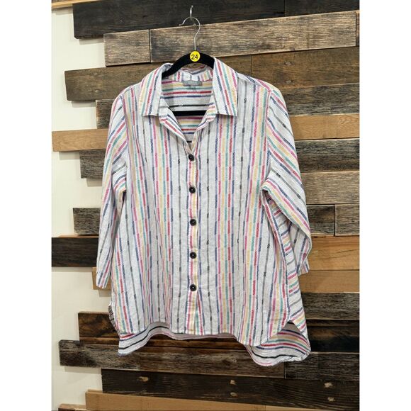 Habitat button front cotton blouse top relaxed fit size Large - Picture 2 of 9